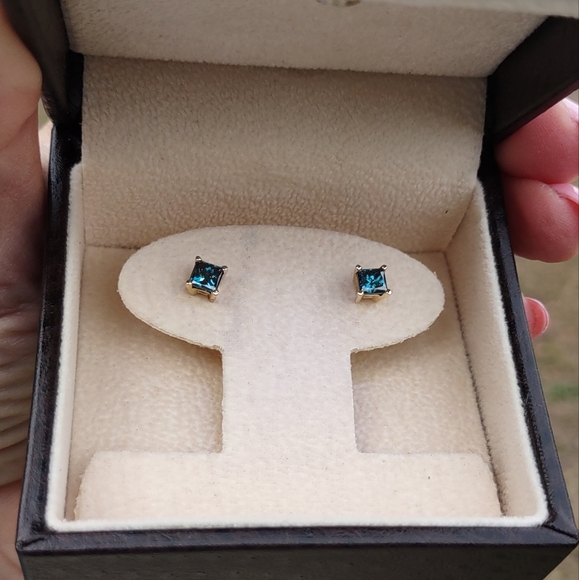 Angara 1.05 Blue Diamond Earrings W/Authenticity